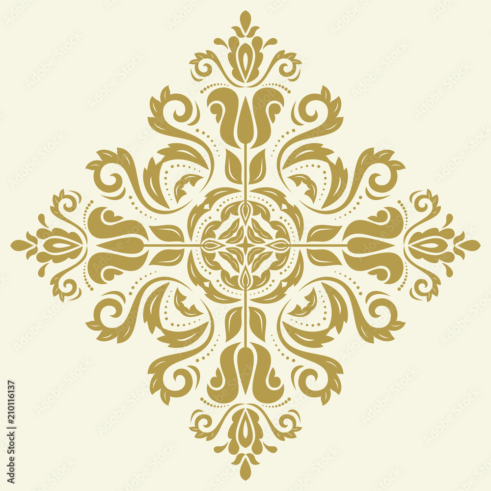 Oriental pattern with arabesques and floral elements. Traditional classic ornament. Vintage pattern with arabesques Oriental pattern with arabesques and floral elements. Traditional classic ornament. Vintage pattern with arabesques