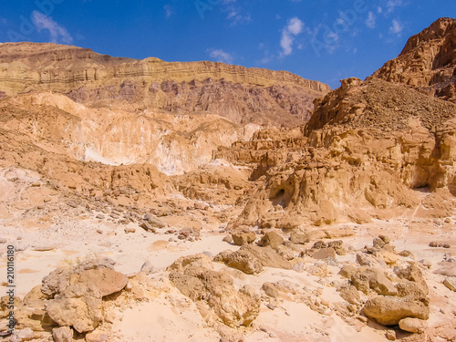 Aerial view of spectacular gorge of Colored Canyon, near Mount Sinai and Nuweiba, Sinai Peninsula in Egypt.