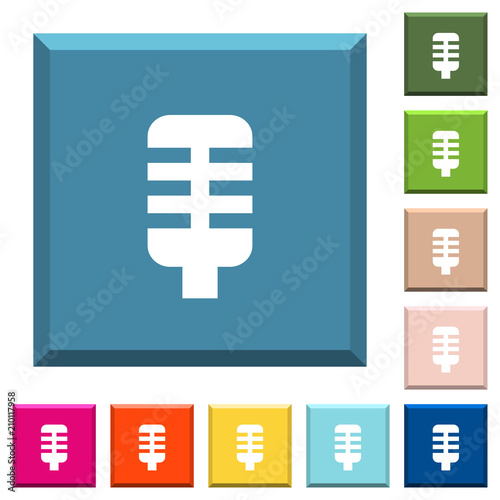 Microphone white icons on edged square buttons