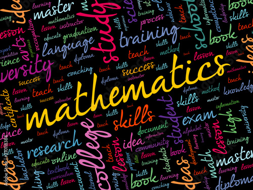 Mathematics word cloud collage, education concept background