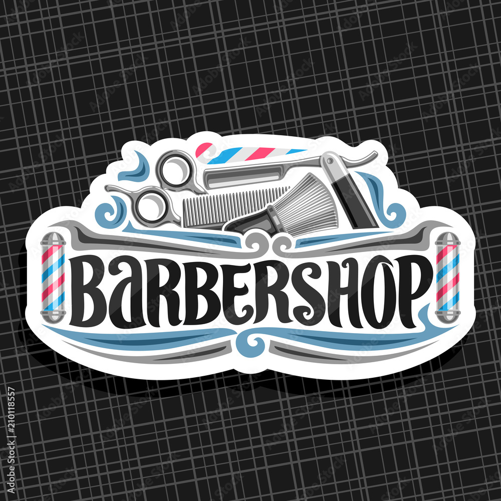 Vector logo for Barbershop, cut paper sign with professional beauty ...