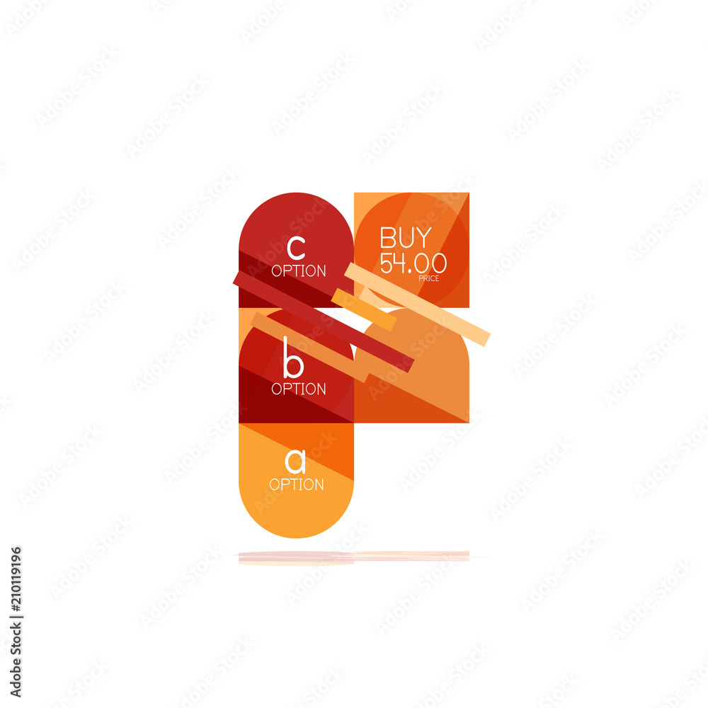 Minimal flat clean abstract option step infographic design element, geometric shapes - round squares, circles and lines layout with sample text Minimal flat clean abstract option step infographic design element, geometric shapes - round squares, circles and lines layout with sample text