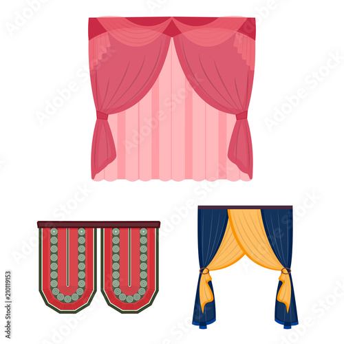 Different kinds of curtains cartoon icons in set collection for design. Curtains and lambrequins vector symbol stock web illustration.