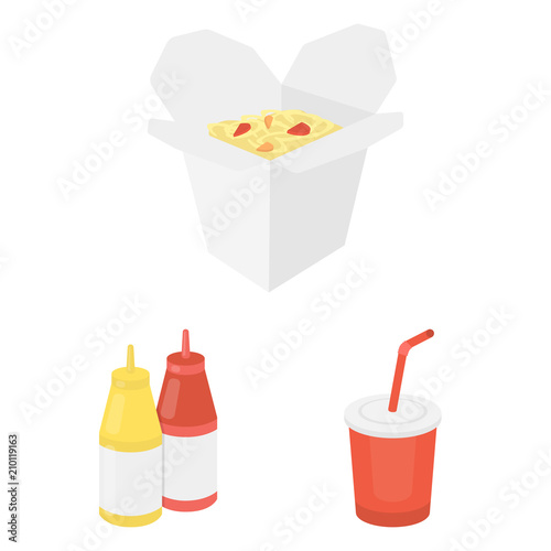 Fast food cartoon icons in set collection for design.Food from semi-finished products vector symbol stock web illustration.