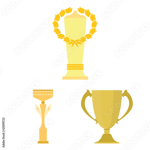Gold Cup cartoon icons in set collection for design. Winners Cup vector symbol stock web illustration.