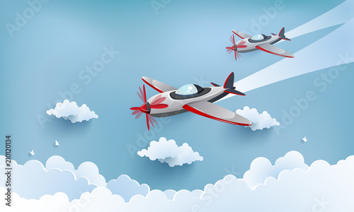 Obraz dwa samoloty w chmurach 3d