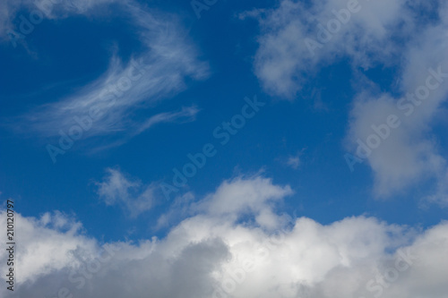 Blue sky with white clouds.