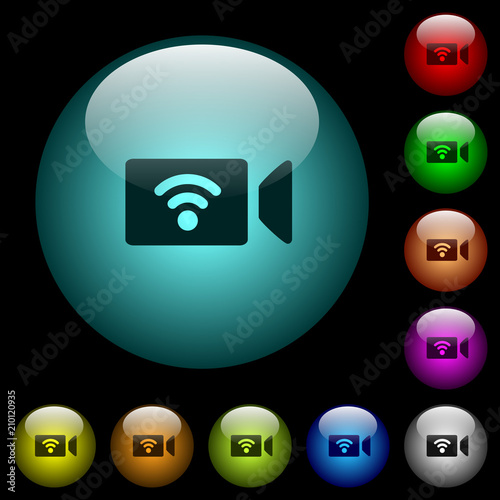 Wireless camera icons in color illuminated glass buttons