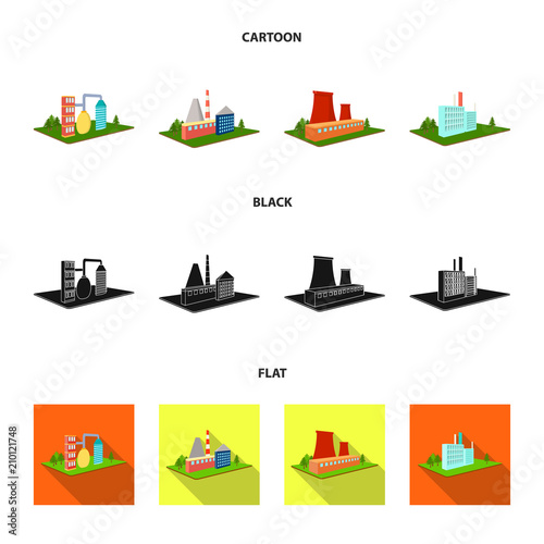 Processing factory,metallurgical plant. Factory and industry set collection icons in cartoon,black,flat style isometric vector symbol stock illustration web.