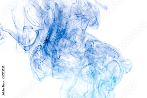 Blue smoke on white background