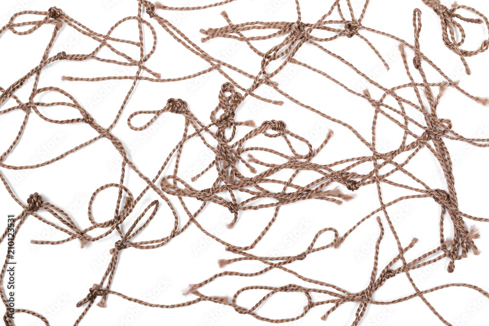String, rope isolated on white background texture, top view String, rope isolated on white background texture, top view