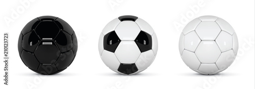 Photo Set of realistic soccer balls or football ball on white background