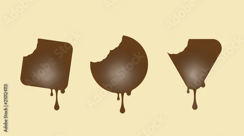 Candy in the form of round, square, triangle. Milk chocolate vector illustration. Set of different sweets.
