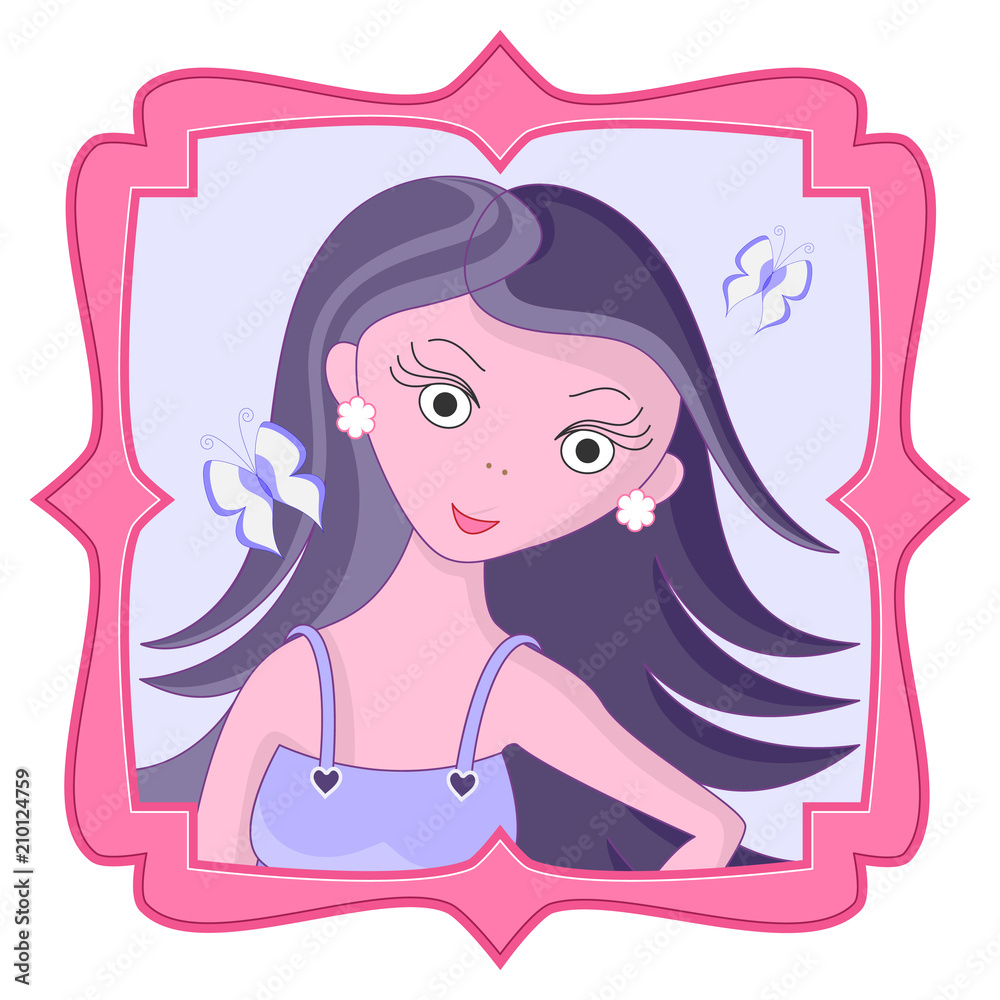 Young girl avatar. Cartoon character. Vector illustration. Young girl avatar. Cartoon character. Vector illustration.
