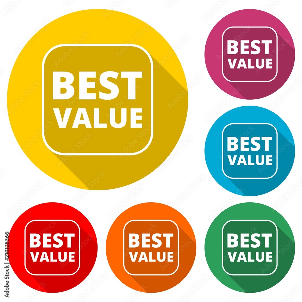 Best Value icon, color icon with long shadow Best Value icon, color icon with long shadow
