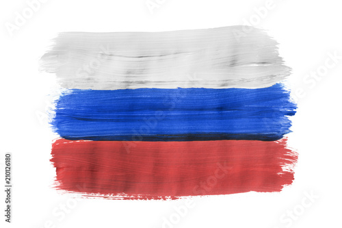 Painted Russian flag isolated
