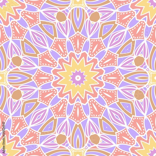 Seamless background pattern in geometric floral style. Vector illustration.