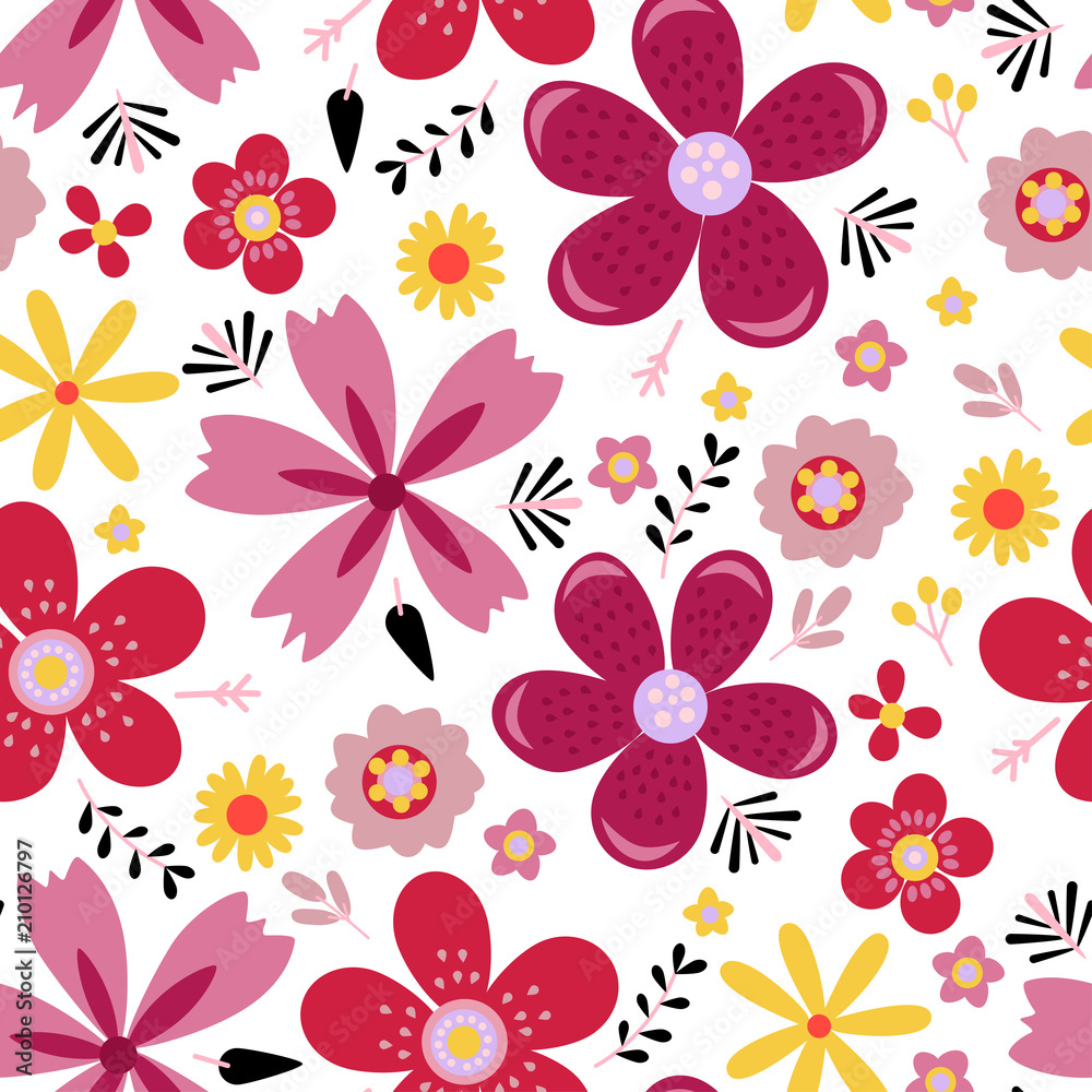 Amazing floral vector seamless pattern of flowers