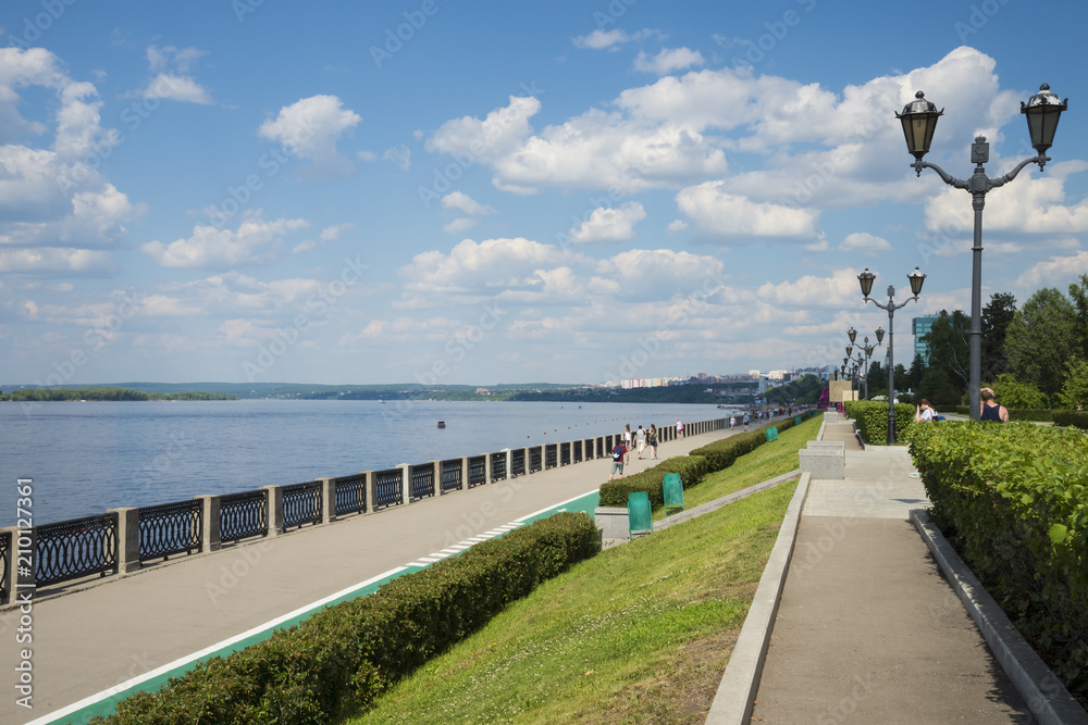 Volga river embankment in Samara, Russia. On a Sunny summer day. 19 June 2018