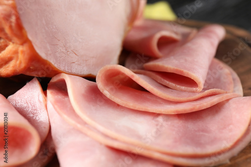 Delicious sliced ham on board, closeup Fototapeta