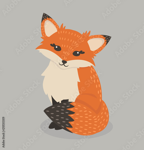 Pretty Red Fox Sitting Illustration