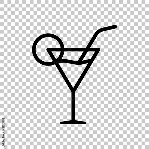 Coctail glass. Simple linear icon with thin outline. On transpar photo