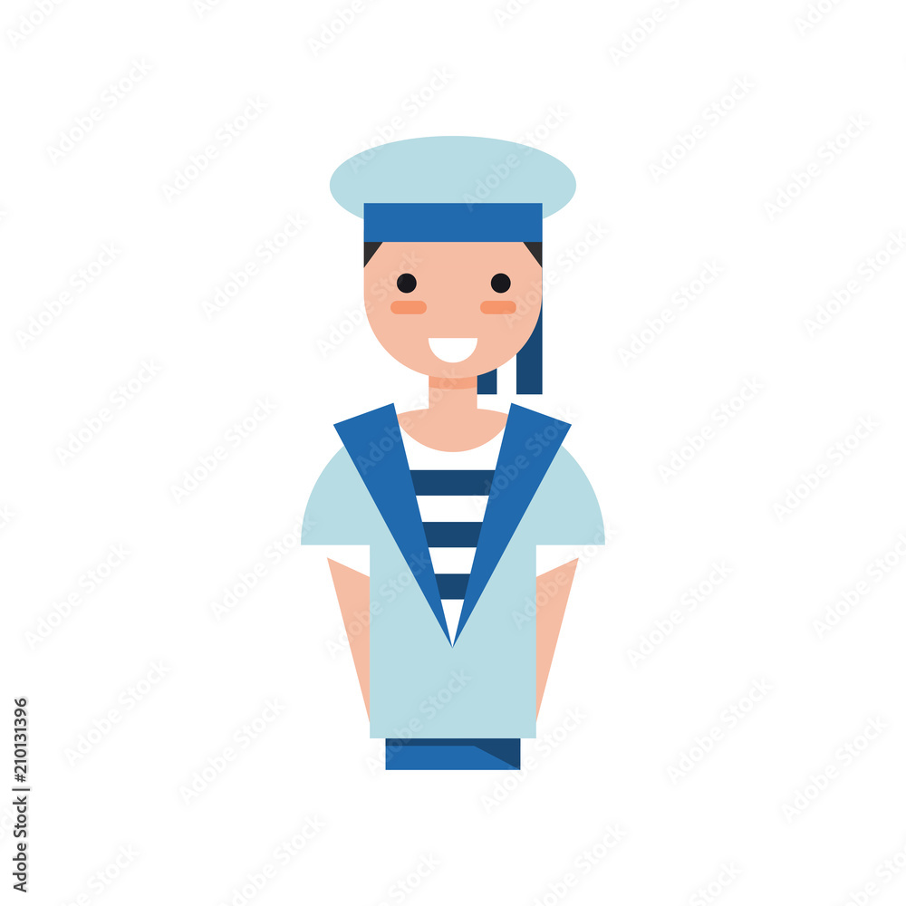 Sailor boy character in blue uniform vector Illustration on a white background Sailor boy character in blue uniform vector Illustration on a white background