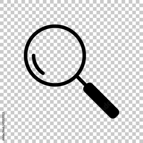 Loupe, search or magnifying. Linear icon, thin outline. On trans