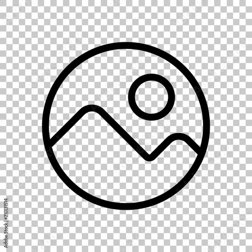 Simple picture icon. Linear symbol, thin outline. On transparent