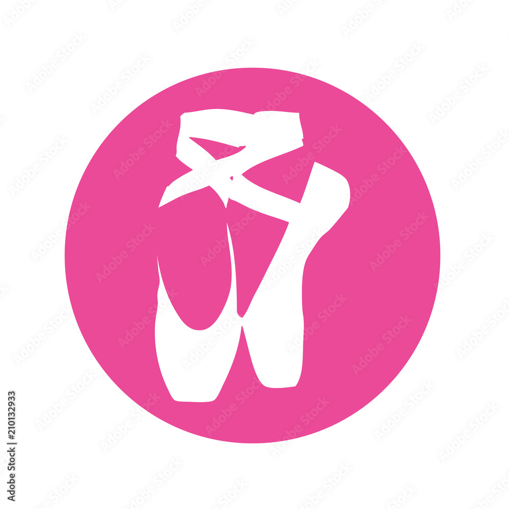 Icono plano zapatillas ballet en espacio negativo en circulo rosa Stock  Vector