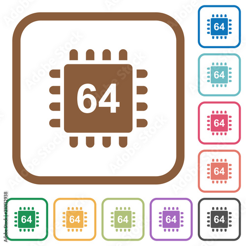 Microprocessor 64 bit architecture simple icons
