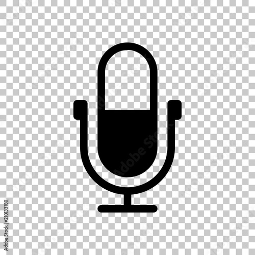 Simple microphone icon. On transparent background.