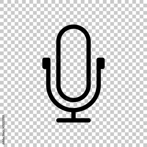 Simple microphone icon. Linear, thin outline. On transparent bac