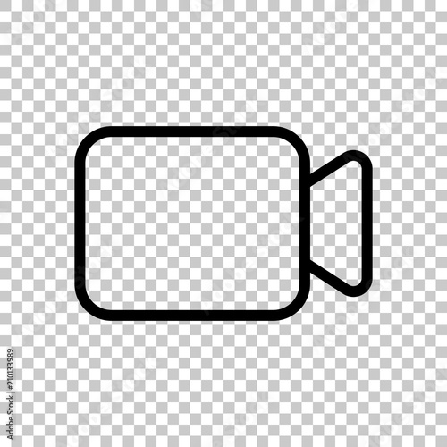 Video camera icon. Linear, thin outline. On transparent backgrou