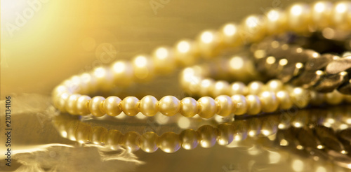 Web banner of beautiful white gold pearl necklace