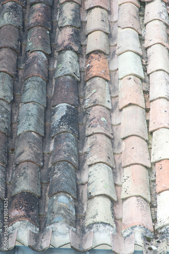 difference between clean roof tiles and dirty after the passage of a high-pressure jet