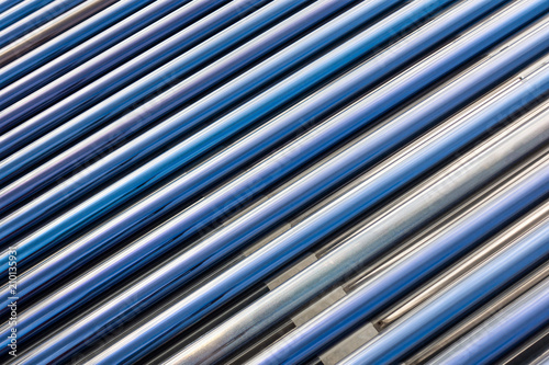 Closeup on solar water heater tubes 