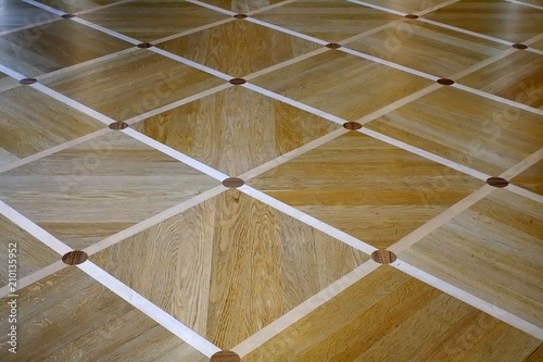 A set parquet floor made of precious wood in perspective © Elena