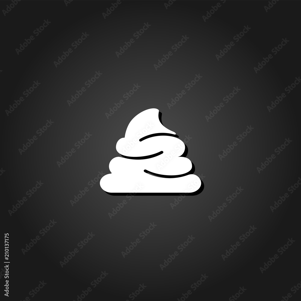 Shit icon flat. Simple White pictogram on black background with shadow. Vector illustration symbol Shit icon flat. Simple White pictogram on black background with shadow. Vector illustration symbol