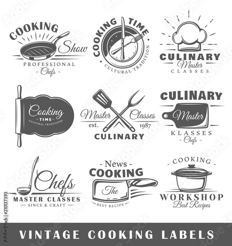 Set of vintage cooking labels