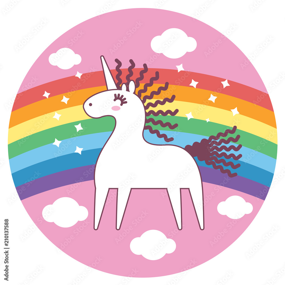 Naklejka Tęczowy jednorożec wektor