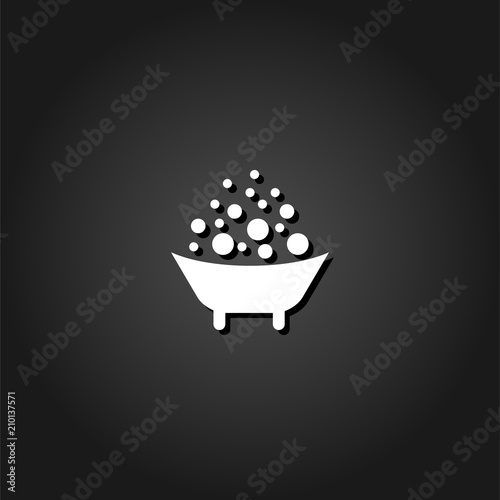 Baby bath icon flat. Simple White pictogram on black background with shadow. Vector illustration symbol