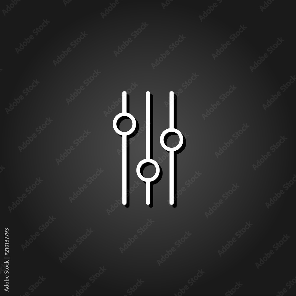 Equalizer icon flat. Simple White pictogram on black background with shadow. Vector illustration symbol Equalizer icon flat. Simple White pictogram on black background with shadow. Vector illustration symbol