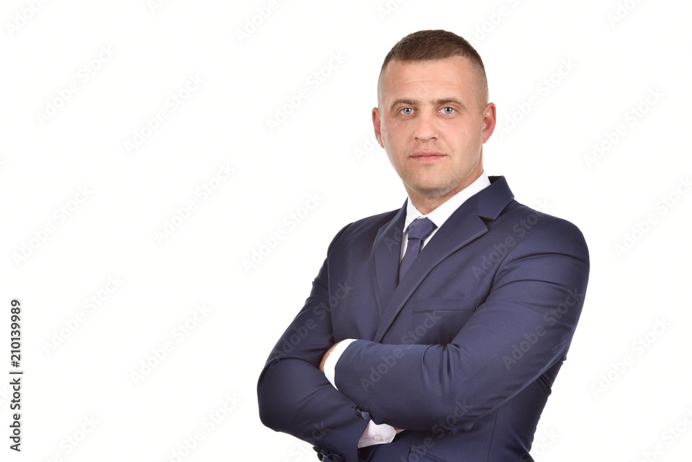 Man in suit on white background. Confident businessman. Office worker. Man in suit on white background. Confident businessman. Office worker.