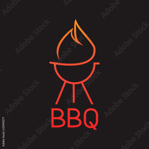 logo BBQ grill on black background vector graphic