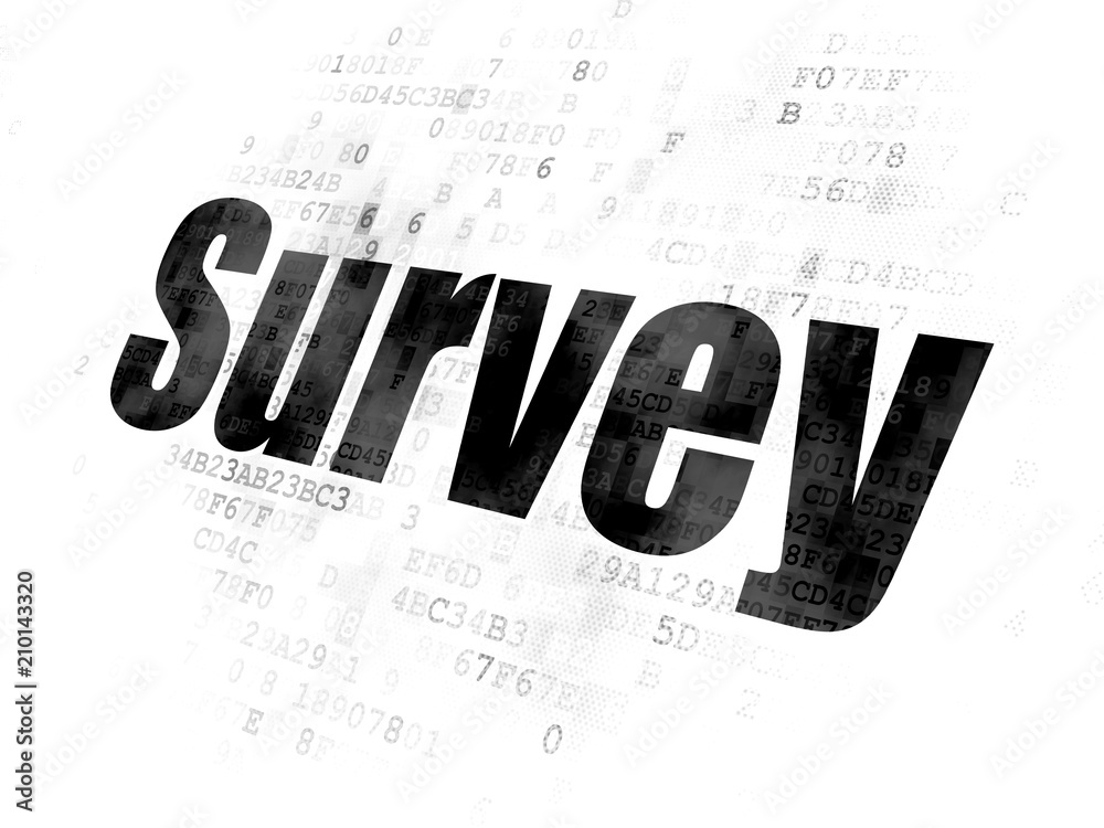 Science concept: Pixelated black text Survey on Digital background Science concept: Pixelated black text Survey on Digital background