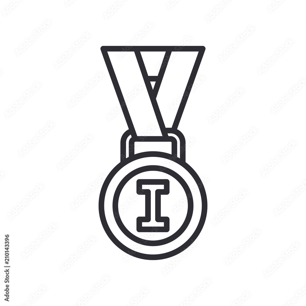 Line vector olympic medal and winner award icon. Sport equipment, success symbol. Athletic competition. Championship reward, win trophy. Retro style illustration and element for your design wallpaper. Line vector olympic medal and winner award icon. Sport equipment, success symbol. Athletic competition. Championship reward, win trophy. Retro style illustration and element for your design wallpaper.