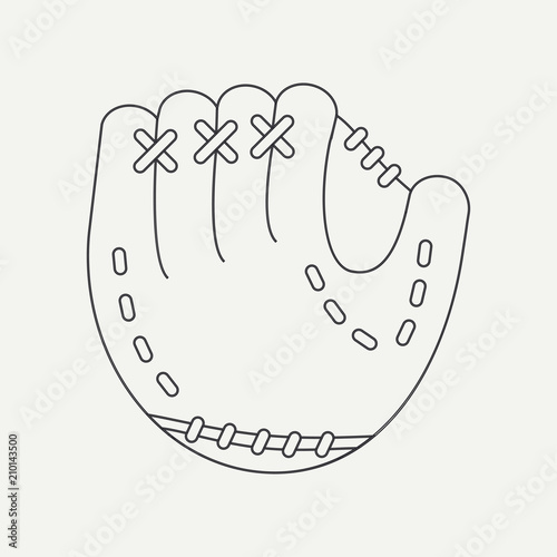 Line vector olympic icon leather baseball glove. Sport equipment, success symbol. Athletic competition activity. Pitcher, catcher. American game. Retro style illustration element for design wallpaper