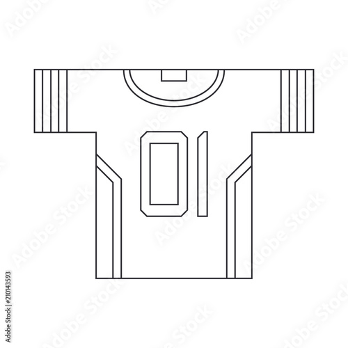 Line vector icon hockey, rugby, baseball uniform shirt and jacket. Sport equipment success symbol. Athletic competition activity. College outdoor training team game. Retro style illustration element.