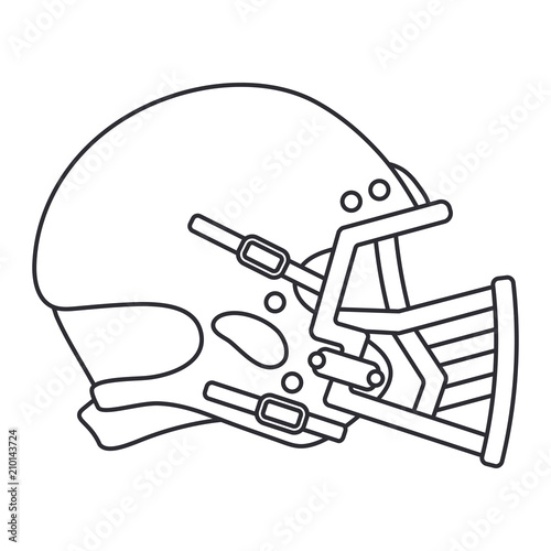 Line vector icon hockey, rugby, baseball defense helmet. Sport equipment success symbol. Head protection. Athletic competition activity. American football team game. Retro style illustration element.